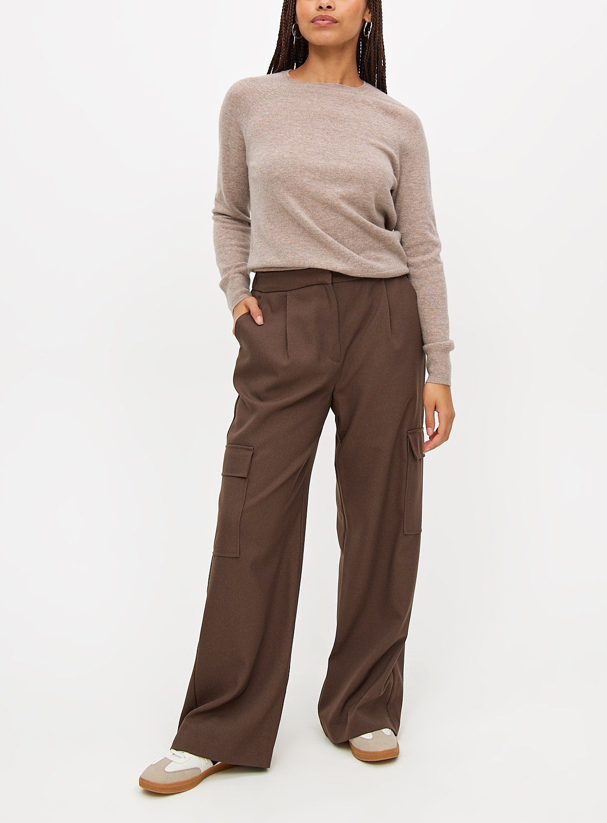 Tailored Wide Leg Cargo Trousers 