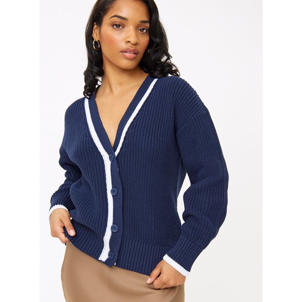 Buy Navy Varsity Knitted Cardigan 14 | Hoodies and sweatshirts | Tu