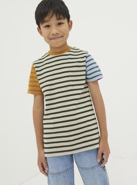 FATFACE Textured Stripe T Shirt 3-4 Years