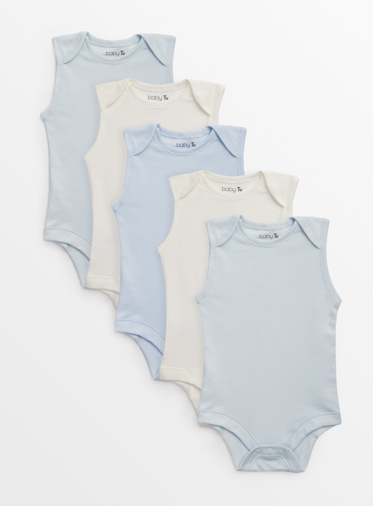 Blue Sleeveless Bodysuits 5 Pack 