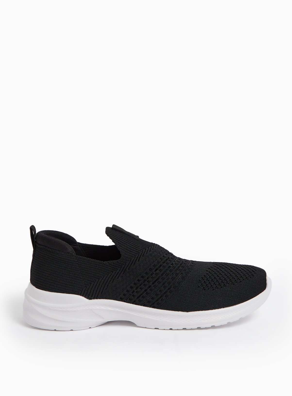 Black Knitted Slip On Trainers