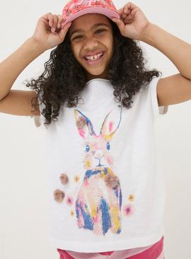 FATFACE Watercolour Bunny T-Shirt 3-4 Years