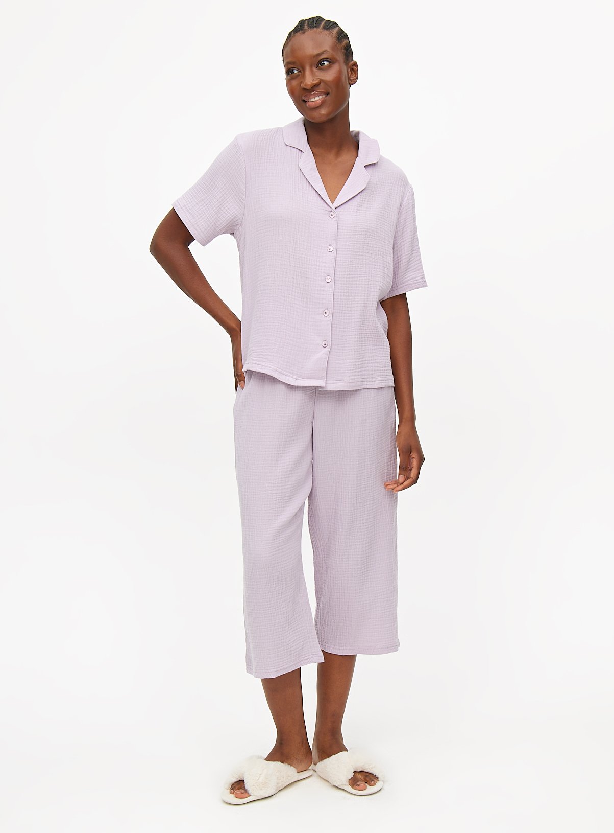 Lilac Double Cloth Traditional Pyjamas 