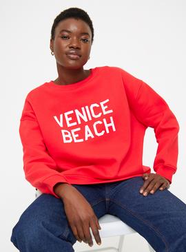 Red Venice Beach Graphic Sweatshirt 
