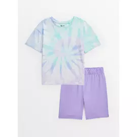 Lilac Tie Dye T-Shirt & Cycling Shorts Set