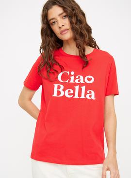 Red Ciao Bella Graphic T-Shirt 
