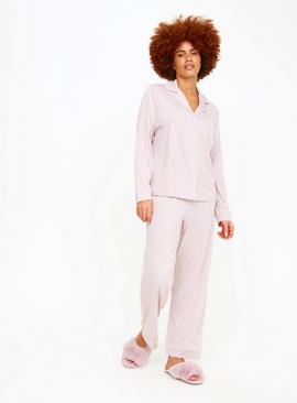 Pink Peached Jersey Traditional Pyjamas 