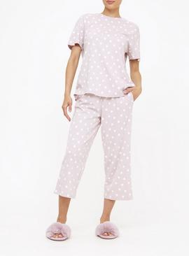 Dusky Pink Spot Print Pyjama Bottoms 