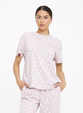 Dusky Pink Spot Print Pyjama T-Shirt 