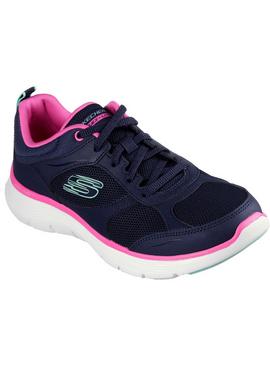 SKECHERS Flex Appeal 5.0 Fresh Touch Trainers Navy And Hot Pink 