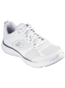 SKECHERS Flex Appeal 5.0 Fresh Touch Trainers White And Silver 