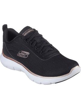 SKECHERS Flex Appeal 5.0 Uptake Trainers Black And Rose Gold 