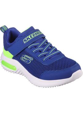 SKECHERS Bounder Tech Trainer Blue And Lime 