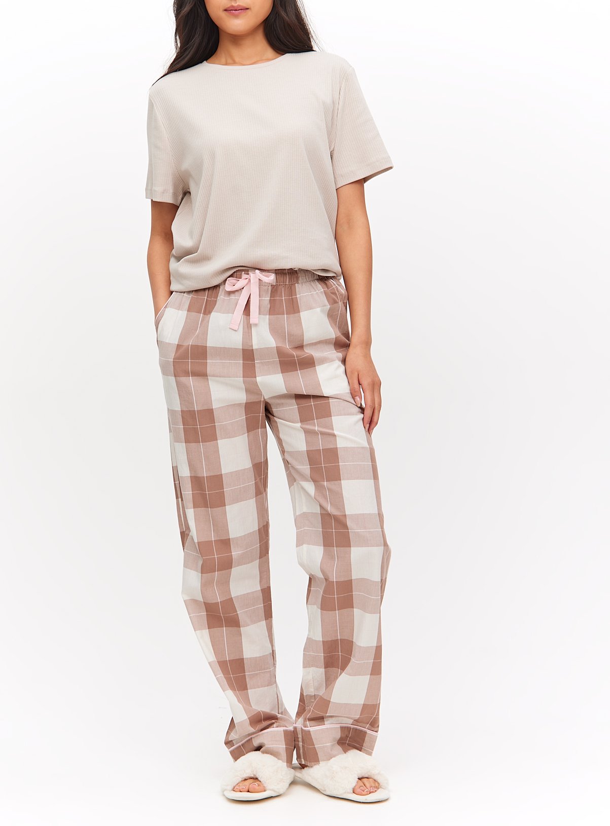 Natural Check Woven Pyjama Bottoms  