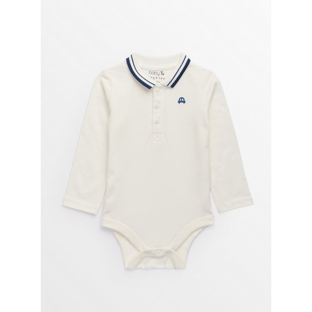 Buy White Long Sleeve Polo Bodysuit 12 18 months Tops Tu