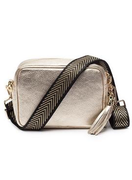 ELIE BEAUMONT Gold Crossbody With Gold Chevron Strap One Size