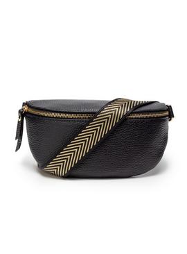 ELIE BEAUMONT Black Sling Bag With Gold Chevron Strap One Size