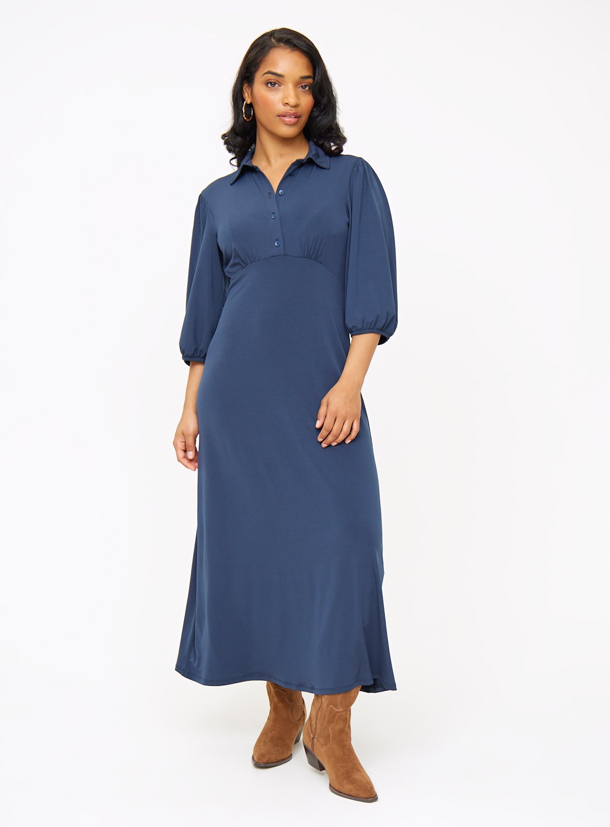 Navy Jersey Midaxi Shirt Dress 20