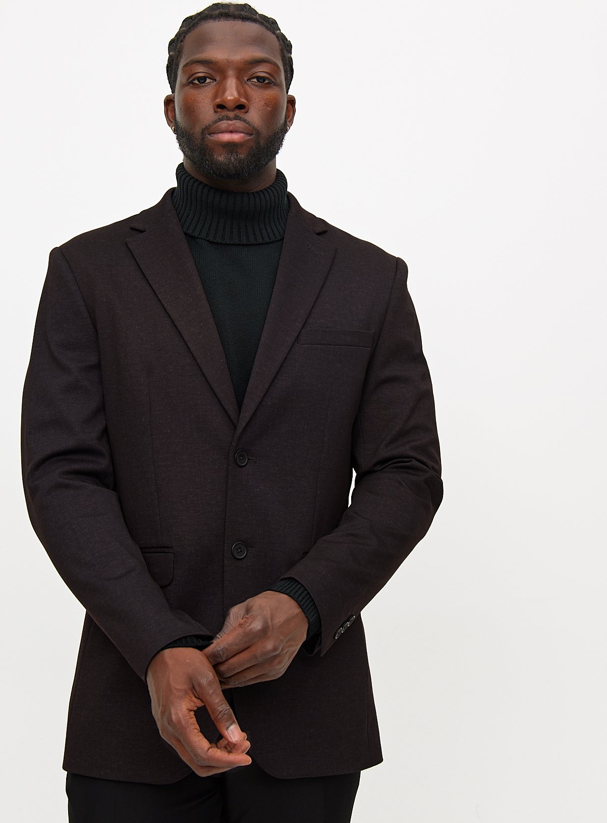 Dark Brown Single Breasted Tailored Blazer 