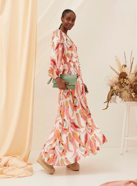 FATFACE Peony Painted Leaves Maxi Dress 