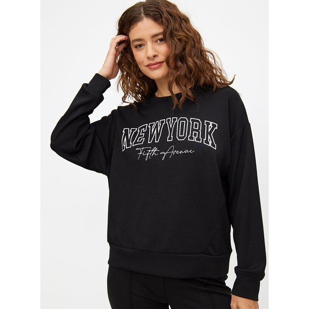 Buy Black New York Slogan Oversized Sweatshirt L Hoodies and sweatshirts Tu