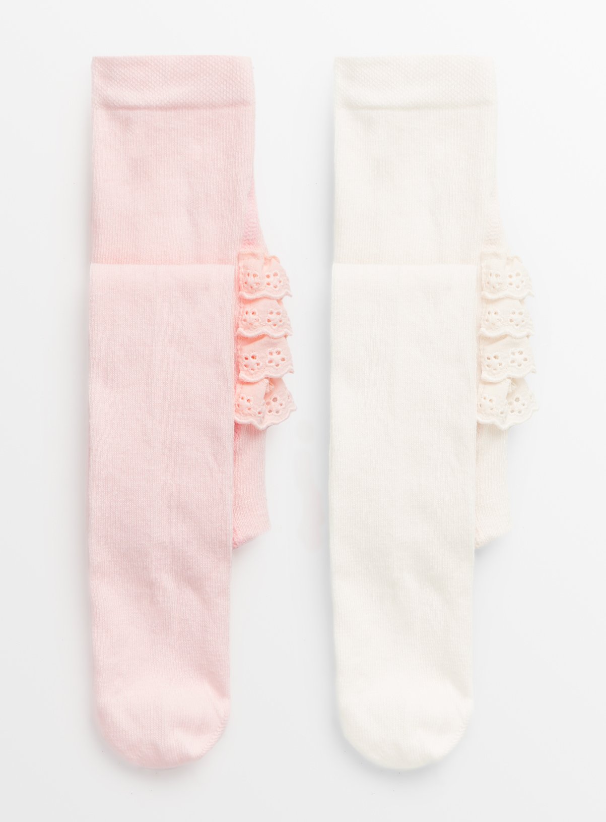 Pink & White Frill Tights 2 Pack 12-18 months