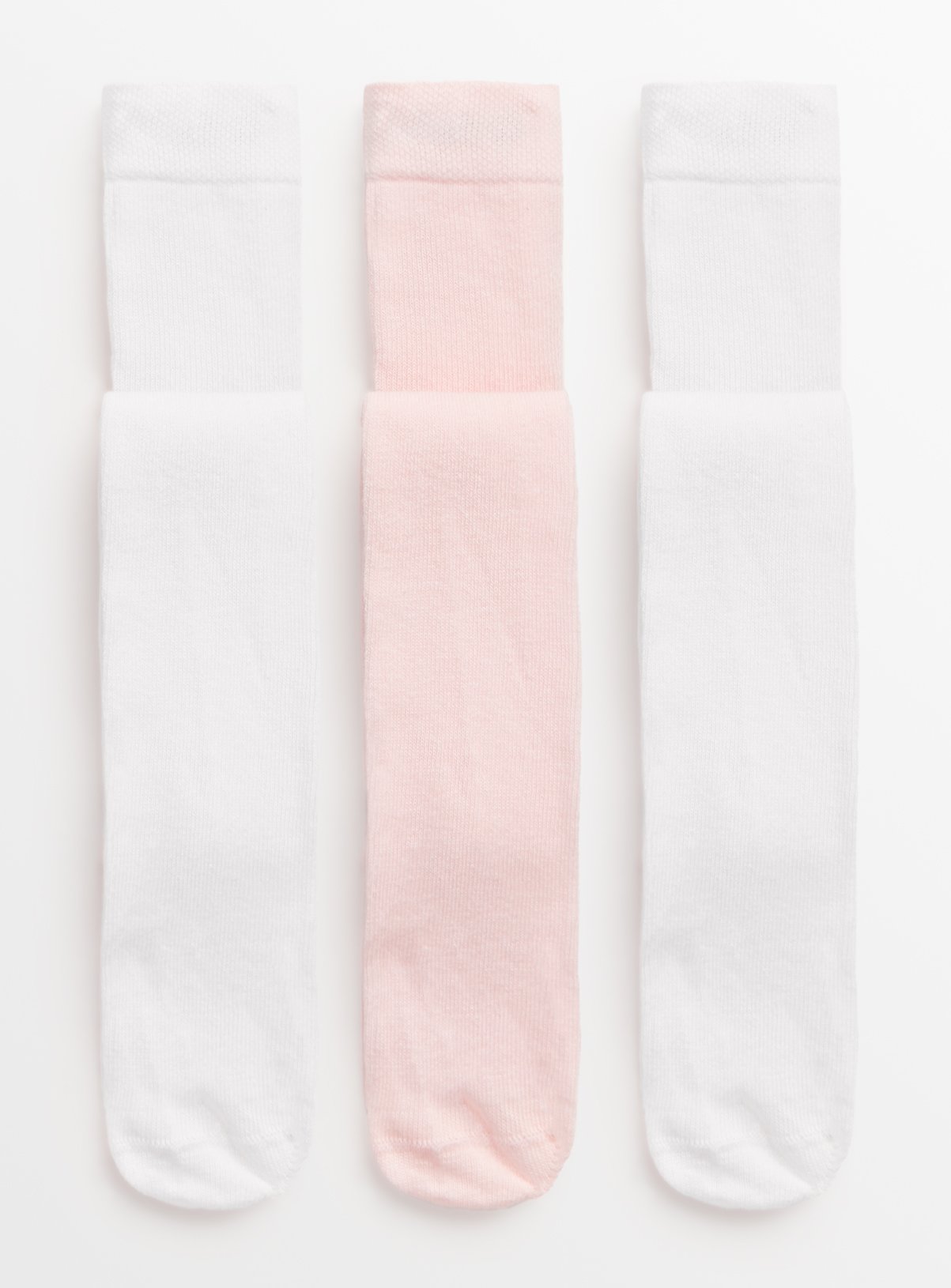 Pink & White Cotton Blend Tights 3 Pack 