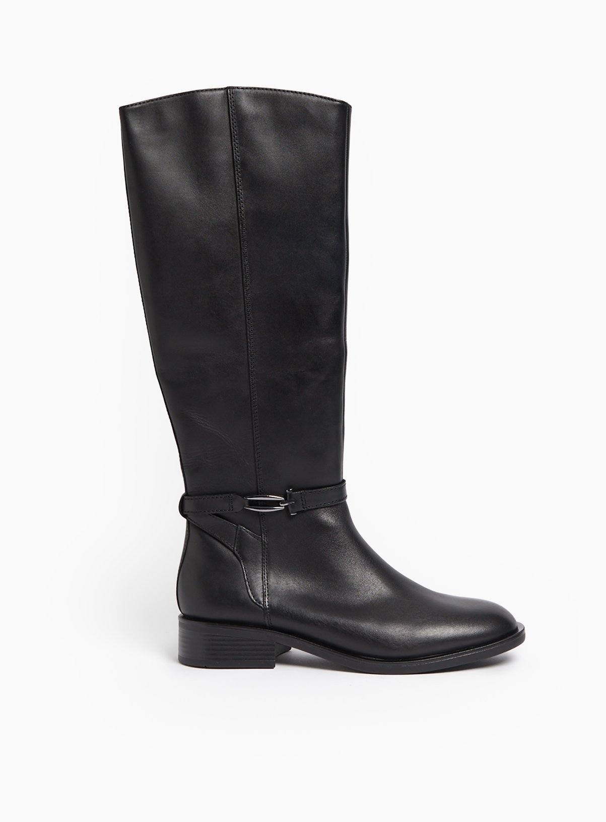 Black Leather Long Length Rider Boots