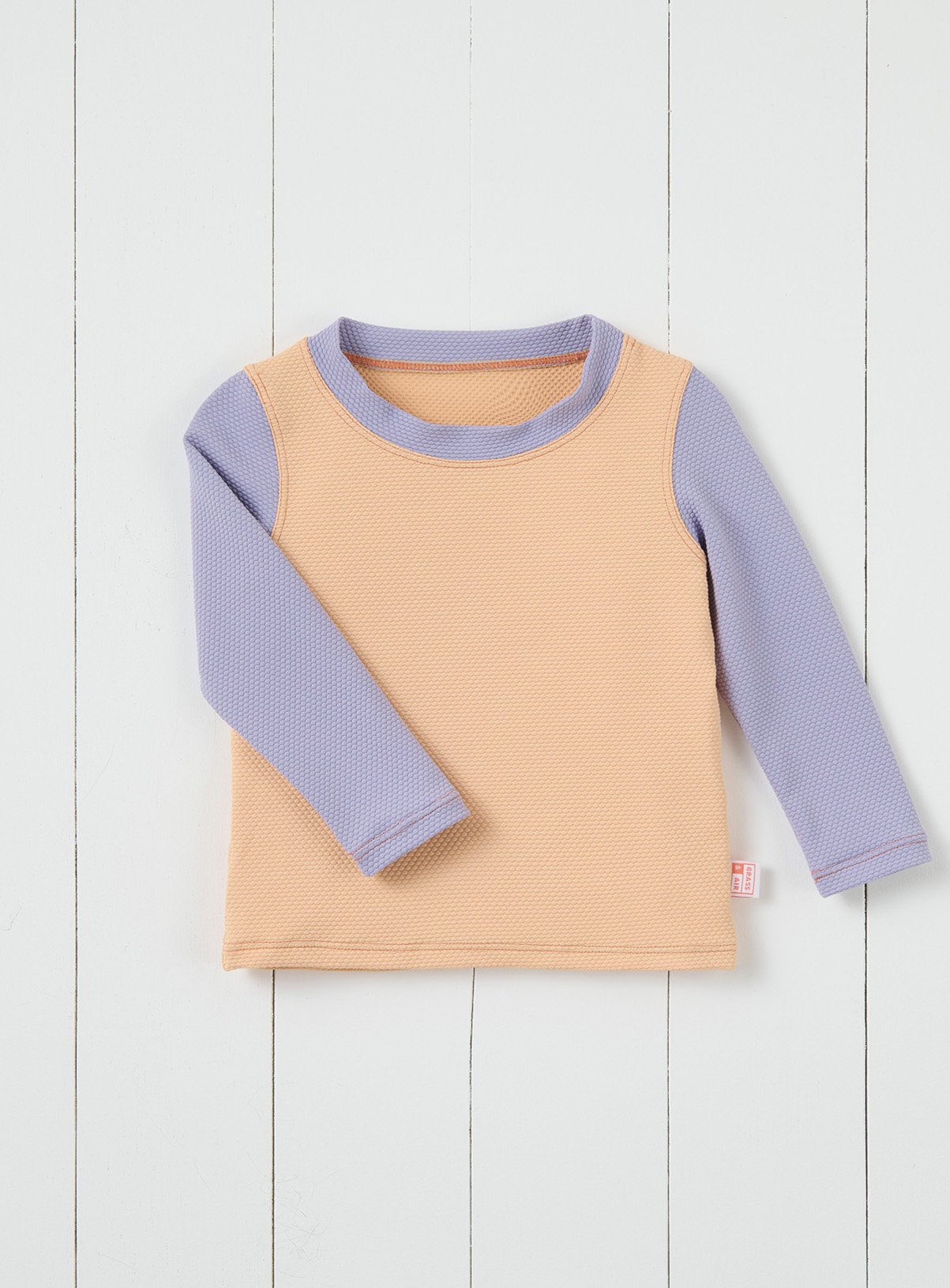 GRASS & AIR Colourblock Long Sleeve Rash Vest Peach 