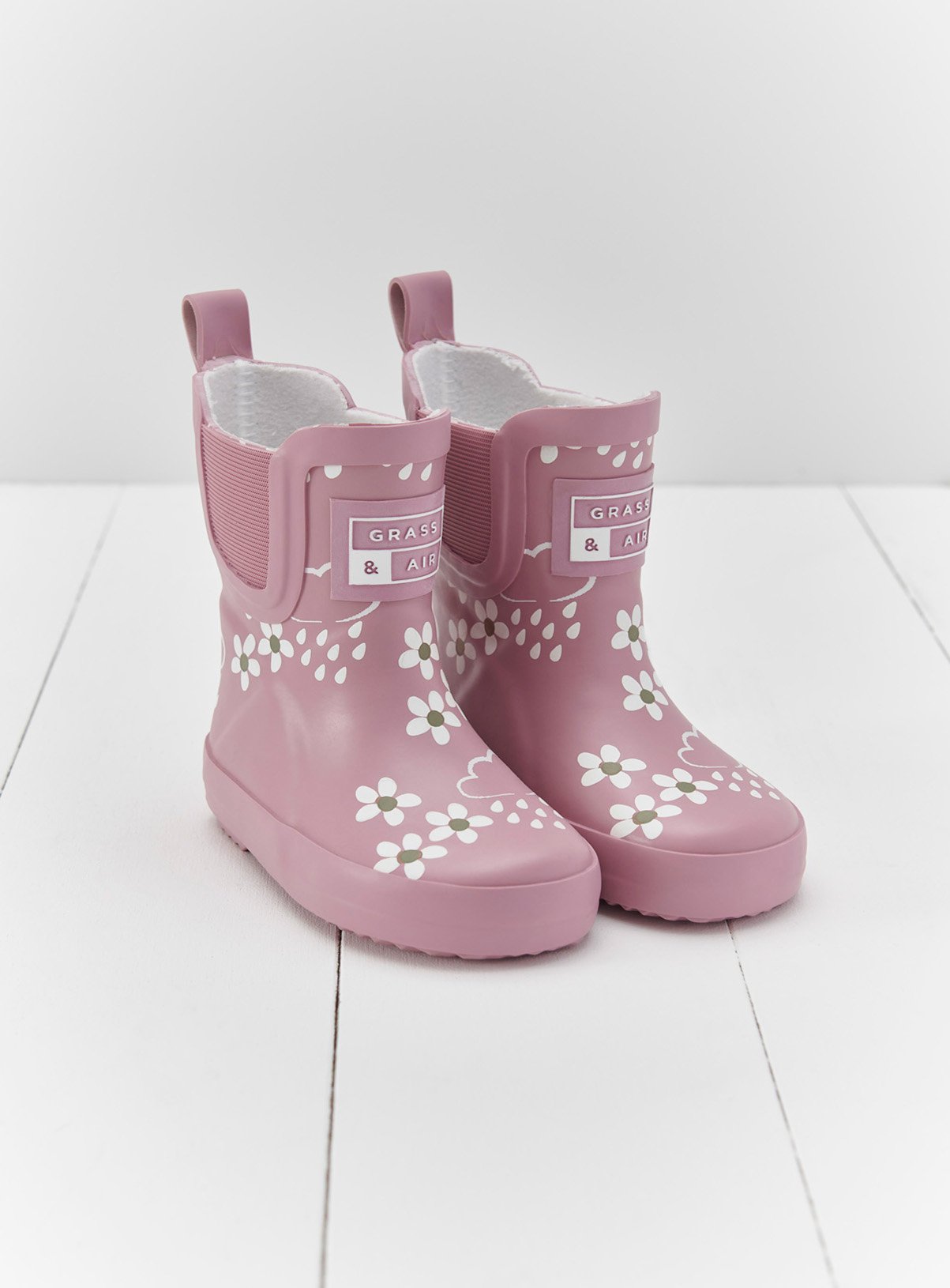 GRASS & AIR Short Flower Welly Boot Pink Bloom 6 Infant