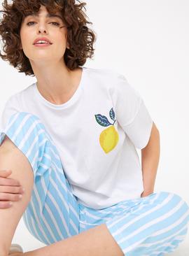 Lemon Print Cropped Pyjamas 