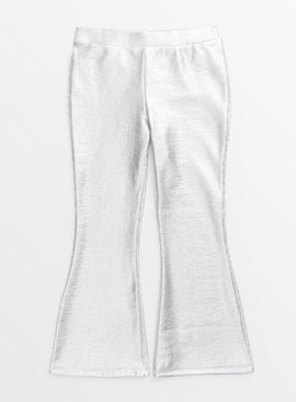 Metallic Silver Flared Trousers 