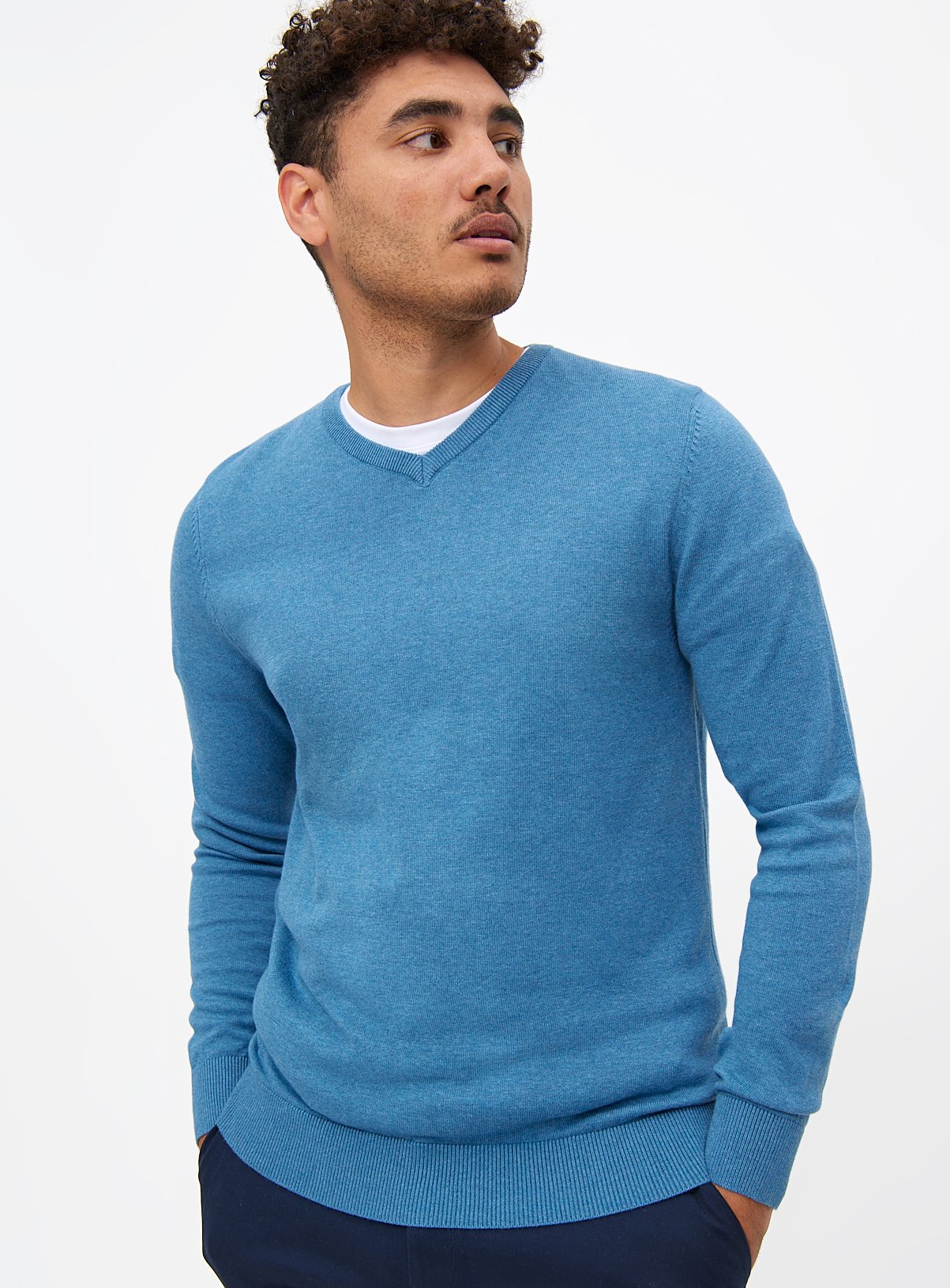 Blue Cotton Crew Neck jumper L