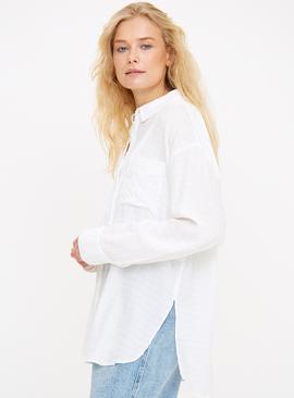 White Oversized Crinkle Shirt  