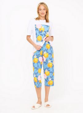 Blue Fruit Print Slogan Pyjamas 