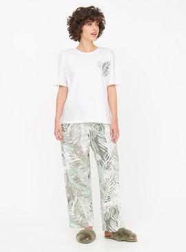 Cream & Green Palm Print Pyjamas 