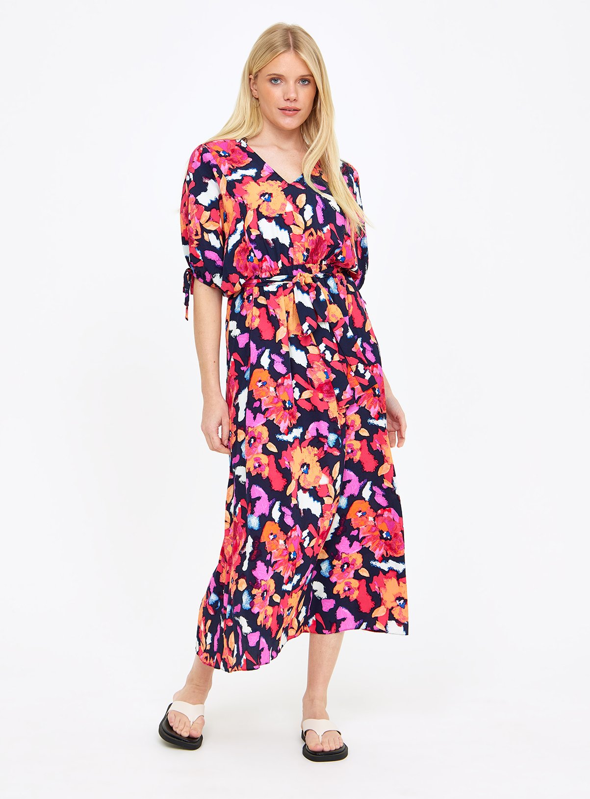 Floral Bloom Tie-Waist Midaxi Dress 20