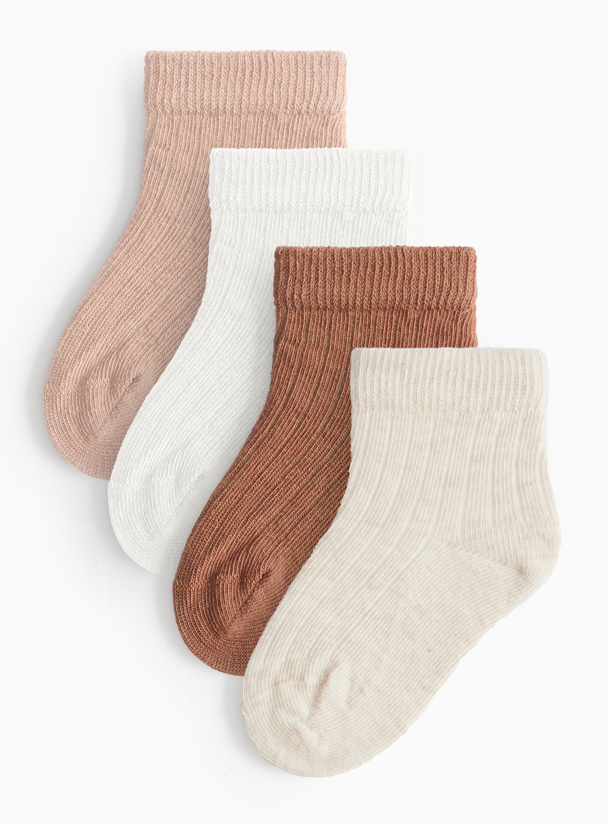 Beige Ribbed Socks 4 Pack 