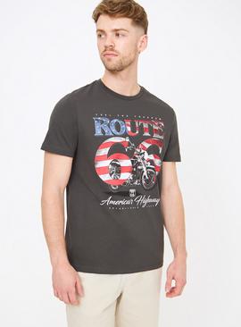 Charcoal Route 66 Graphic T-Shirt 