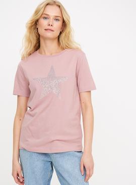 Pink Hotfix Star Regular Fit T-Shirt  