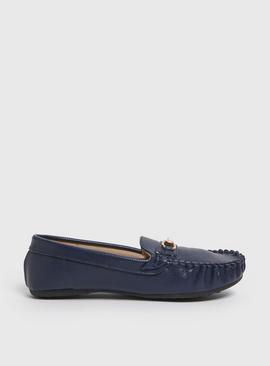 Navy Wide Fit Driving Loafer 