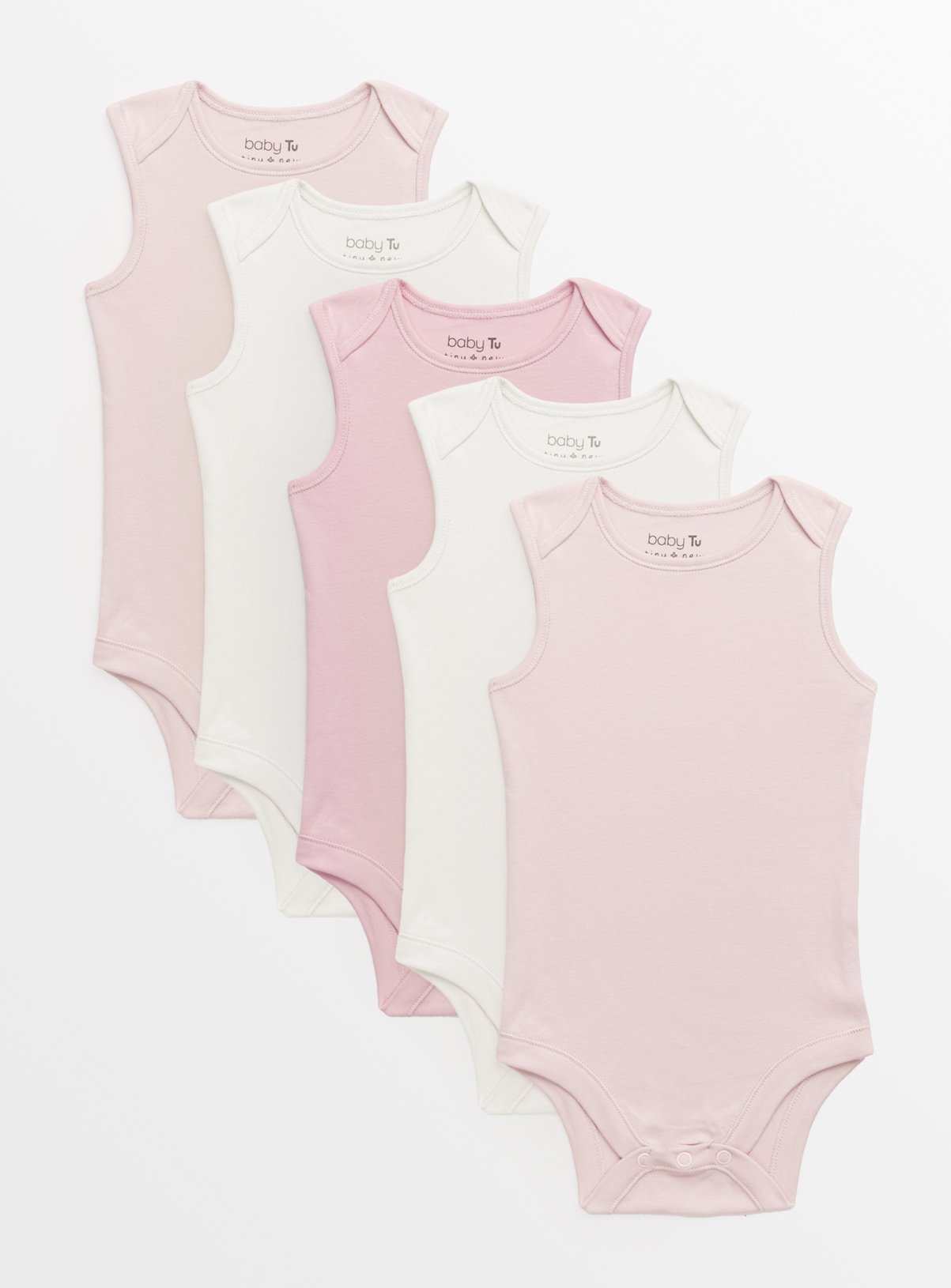 Pink Sleeveless Bodysuits 5 Pack
