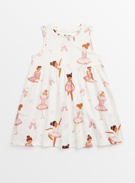 Cream Ballerina Print Jersey Dress 