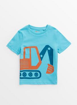 Blue Digger Print Short Sleeve T-Shirt 