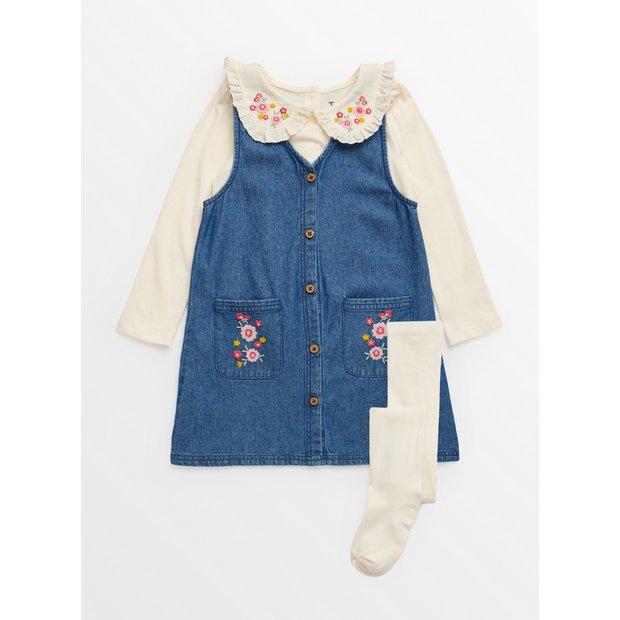 Denim pinafore shops with tights