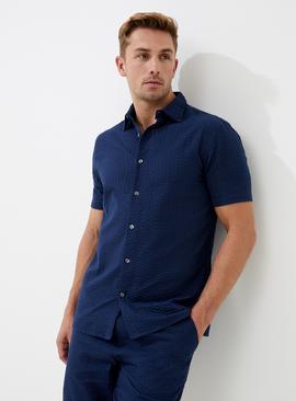 FRENCH CONNECTION Short Sleeve Seersucker Check Shirt 