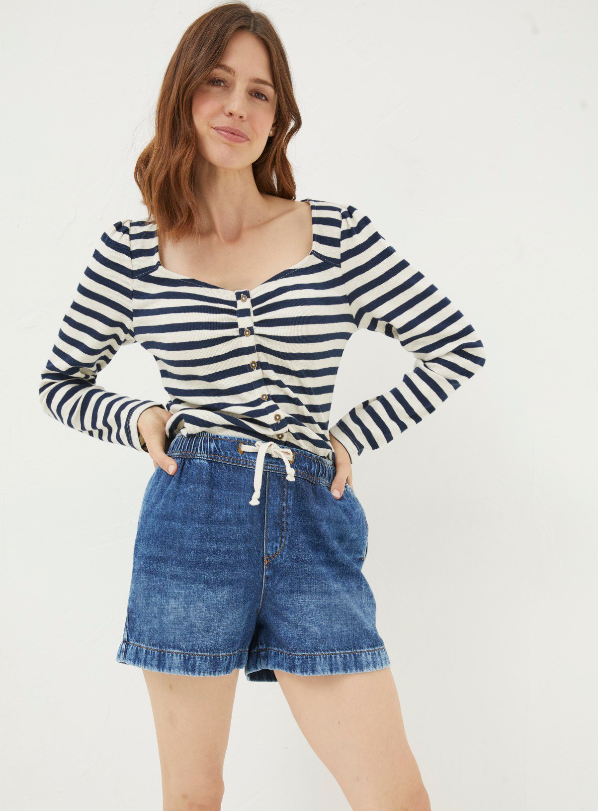 FATFACE Ashby Pull On Denim Shorts 14