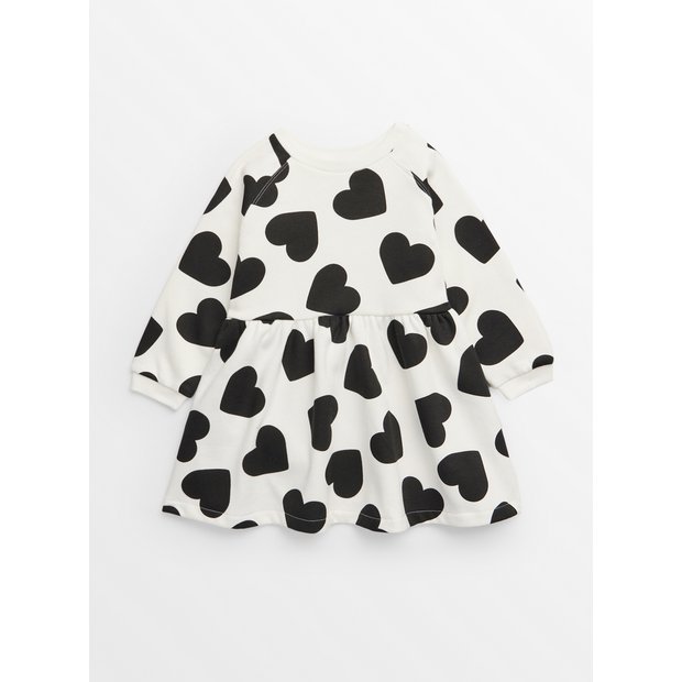 Buy Monochrome Heart Print Sweatshirt Dress 1 2 years Dresses jumpsuits and outfits Tu