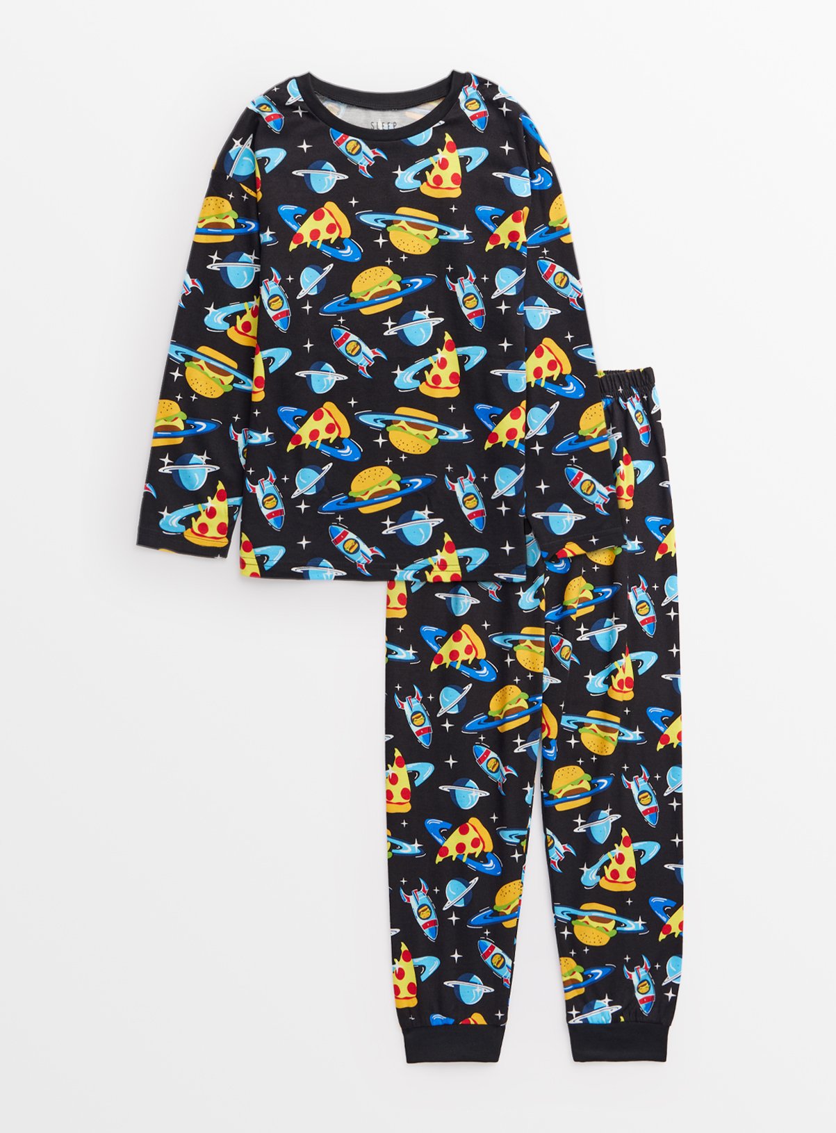 Black Space Food Print Long Sleeve Pyjamas 10-11 years