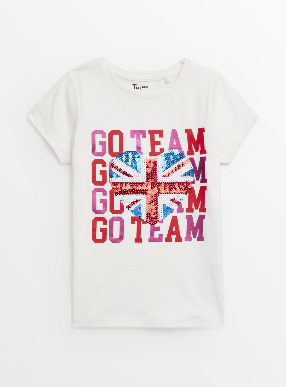 Sequinned Flag Short Sleeve T-Shirt 